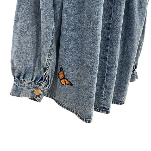 Steve Madden Marceline Oversized Denim Jacket Butterfly Patch Vintage Y2K S - Picture 12 of 13